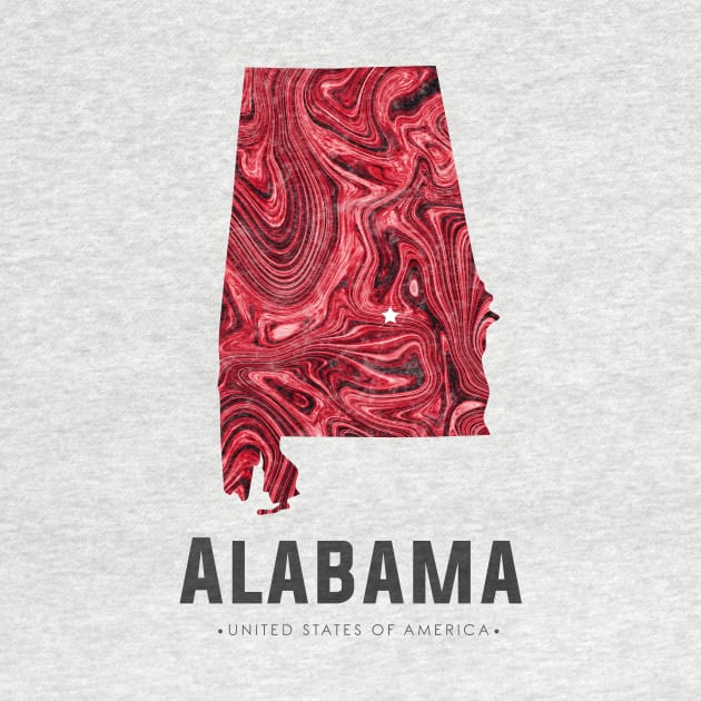 Alabama state map abstract red by StudioGrafiikka